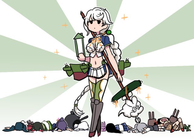 6+girls aircraft akebono_(kantai_collection) asymmetrical_hair black_hair blue_hair blue_sailor_collar blush braid breasts brown_hair cannon cleavage_cutout cloud_print clouds crop_top flight_deck flower full_body green_legwear grey_hair hair_flower hair_ornament hair_ribbon ise_(kantai_collection) isuzu_(kantai_collection) japanese_clothes jitome kantai_collection kasumi_(kantai_collection) kneehighs large_breasts long_hair long_sleeves lying midriff multiple_girls nontraditional_miko on_back on_stomach pale_skin purple_hair remodel_(kantai_collection) ribbon school_uniform serafuku shinkaisei-kan short_sleeves side_ponytail silver_hair single_braid sparkle staff submarine_new_hime taiyou_(kantai_collection) terrajin thigh-highs turret twintails unryuu_(kantai_collection) ushio_(kantai_collection) very_long_hair wavy_hair weapon white_hair white_legwear