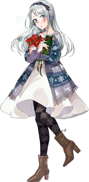 1girl boots dress drew_(drew213g) earmuffs flower full_body hairband jacket kantai_collection long_hair official_art open_mouth sagiri_(kantai_collection) silver_hair simple_background socks transparent_background violet_eyes white_background