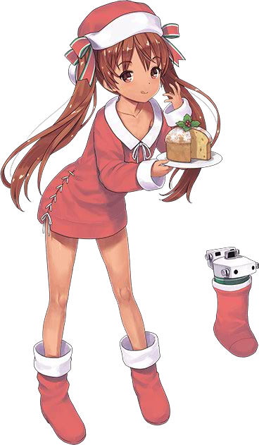 1girl :q alternate_costume blush cake closed_mouth collarbone cowboy_shot dark_skin dress food hat holding holding_plate holly italian italian_flag jiji kantai_collection leaning_forward legs_apart libeccio_(kantai_collection) long_hair looking_at_viewer plate red_dress red_eyes red_hat santa_hat smile solo standing tareme tongue tongue_out twintails