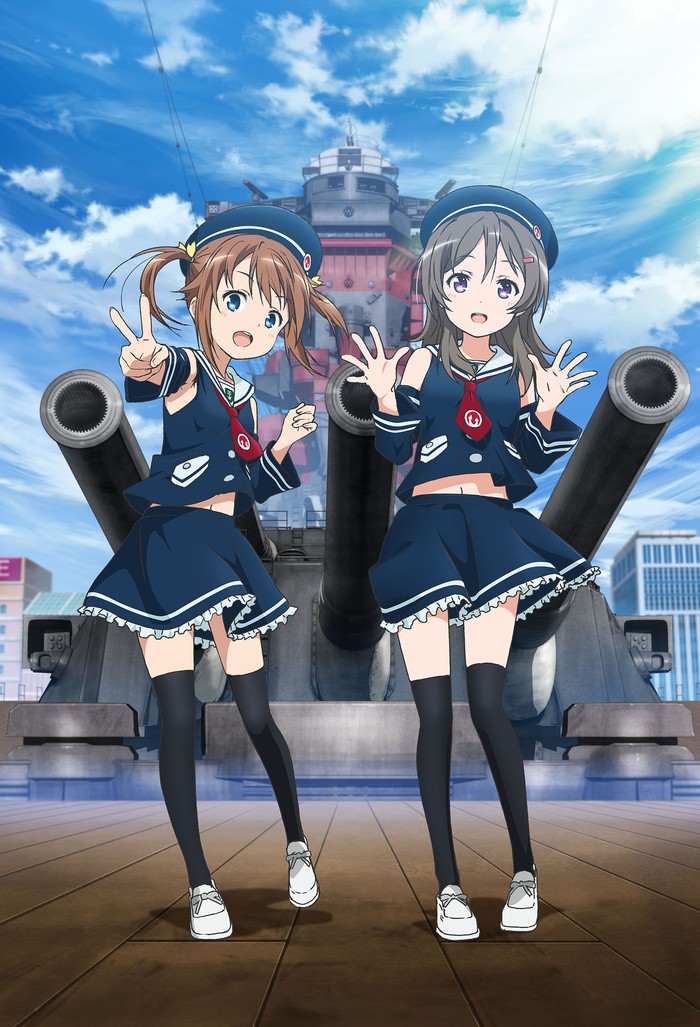 2girls blue_dress china_moeka dress high_school_fleet misaki_akeno multiple_girls musashi_(battleship) official_art tagme wargaming_japan world_of_warships