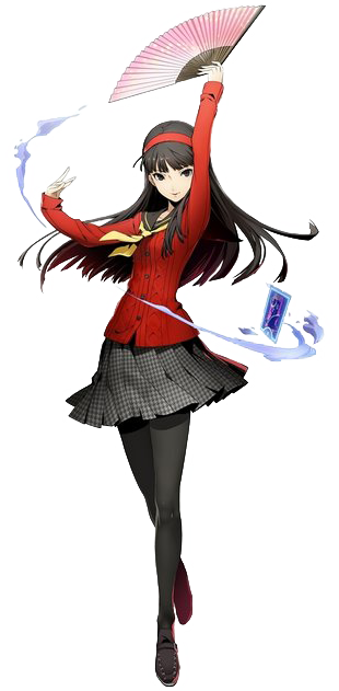 1girl amagi_yukiko blazblue:_cross_tag_battle fan hairband official_art paper_fan persona persona_4 persona_4:_the_ultimate_in_mayonaka_arena pleated_skirt skirt solo