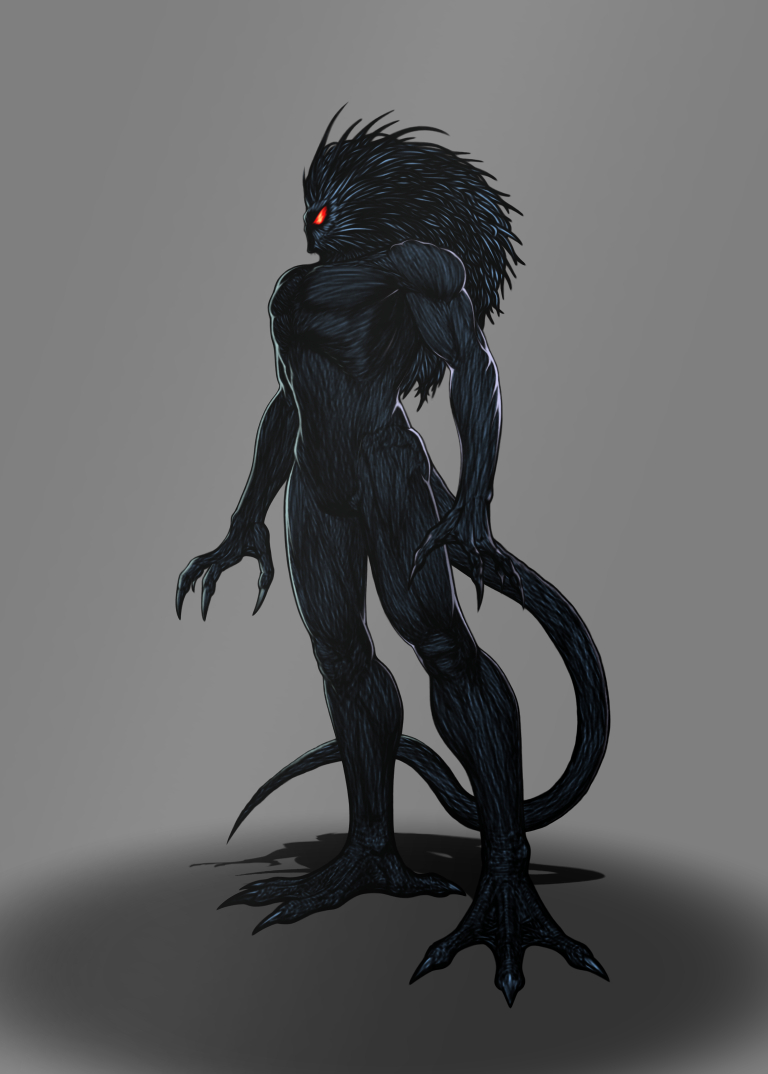 1boy artist_request black blackheart_(marvel) claws demon marvel red_eyes solo tail