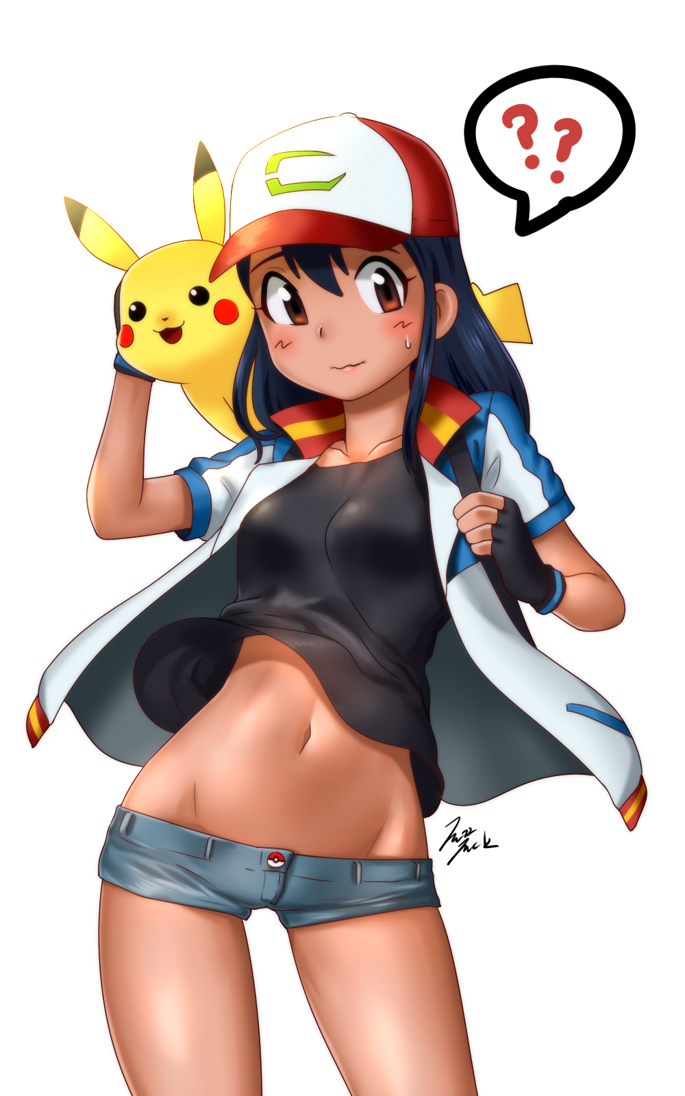 1girl ?? genderswap genderswap_(mtf) highres jazzjack pikachu pokemon pokemon:_minna_no_monogatari pokemon_(anime) pokemon_(creature) satoshi_(pokemon)rnsatoshi_(pokemon:_minna_no_monogatari)