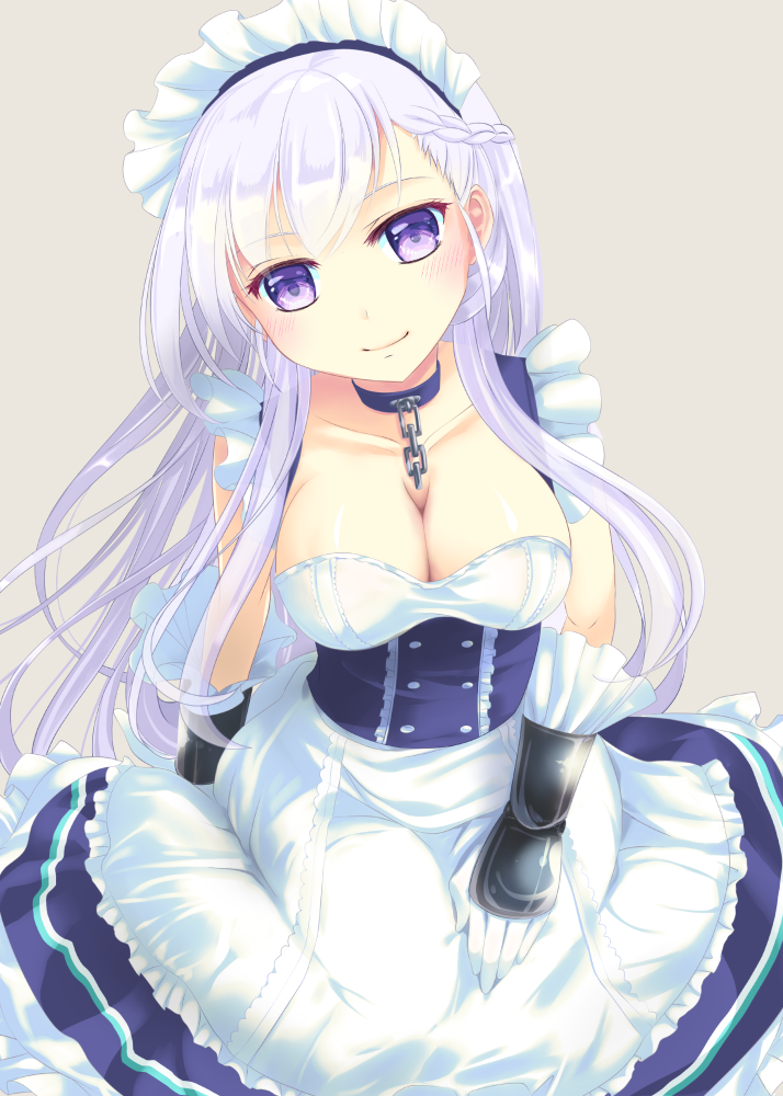 belfast_(azur_lane) blue_eyes dress long_hair white_hair