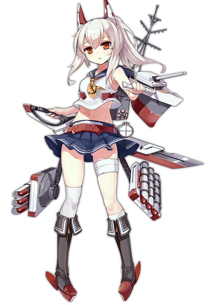 1girl :o anchor_symbol ascot asymmetrical_clothes asymmetrical_legwear ayanami_(azur_lane) azur_lane bandage bandaged_leg bangs bare_shoulders black_footwear blue_skirt boots breasts crop_top eyebrows eyebrows_visible_through_hair facing_away full_body gluteal_fold groin hair_between_eyes headgear high_heel_boots high_heels high_ponytail legs_apart long_hair looking_at_viewer machinery mast miniskirt navel official_art ootsuki_momiji open_mouth orange_eyes pigeon-toed pleated_skirt rudder_shoes sailor_collar school_uniform serafuku sheath sheathed shirt sidelocks silver_hair simple_background skirt sleeveless sleeveless_shirt small_breasts solo spotlight standing stomach sword tachi-e torpedo transparent_background turret weapon white_legwear white_shirt yellow_neckwear zipper_pull_tab