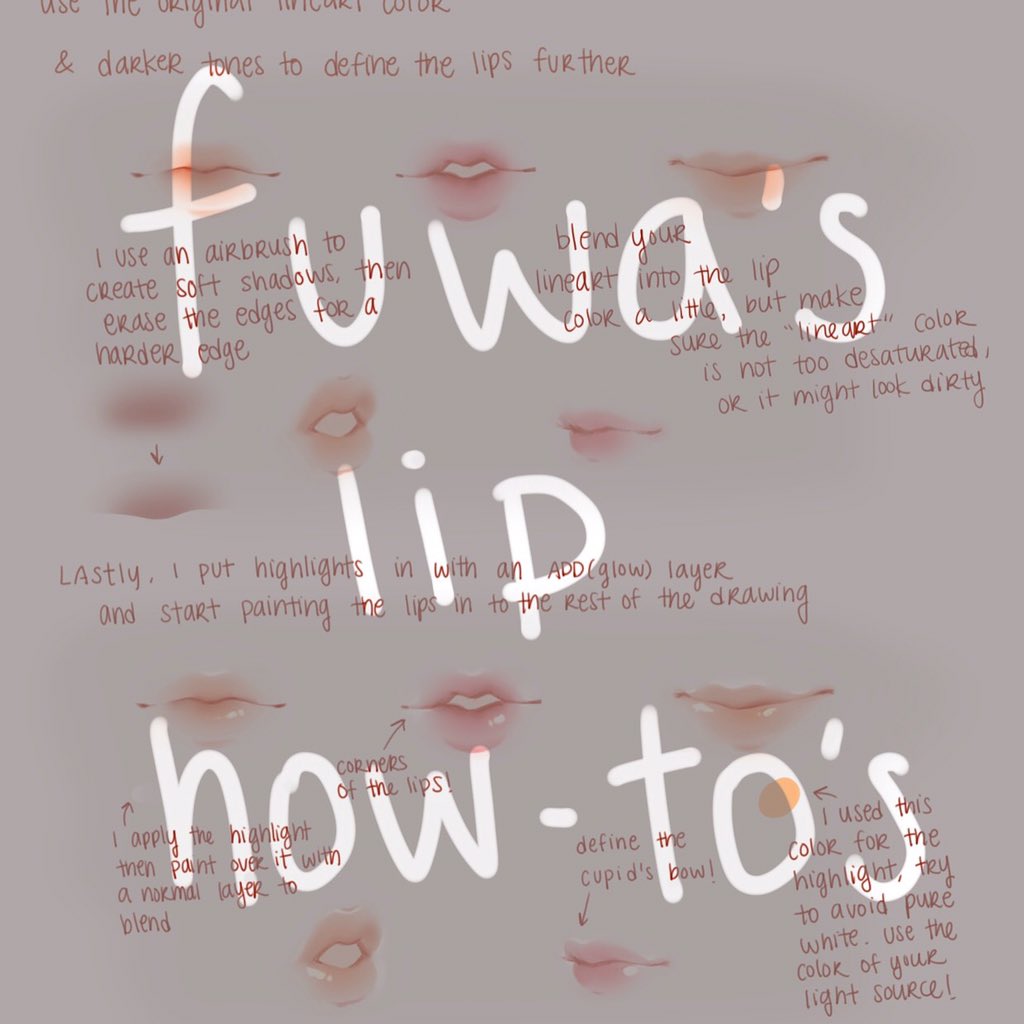 artist_name closed_mouth commentary directional_arrow english fuwaffy grey_background how_to lips no_humans open_mouth original parted_lips pink_lips simple_background text