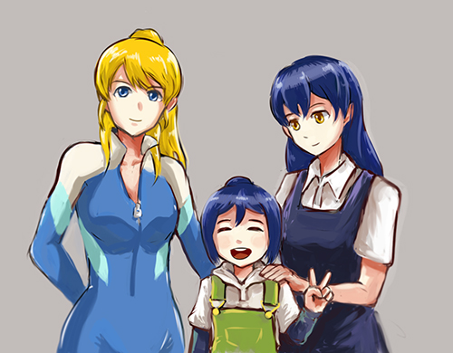 3girls ayase_eli child couple daughter dha315 family if_they_mated love_live! love_live!_school_idol_project love_live!_sunshine!! lowres multiple_girls sonoda_umi yuri