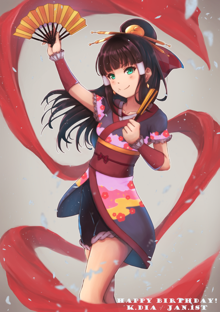 black_hair green_eyes kurosawa_dia long_hair love_live! love_live!_sunshine!! yukata