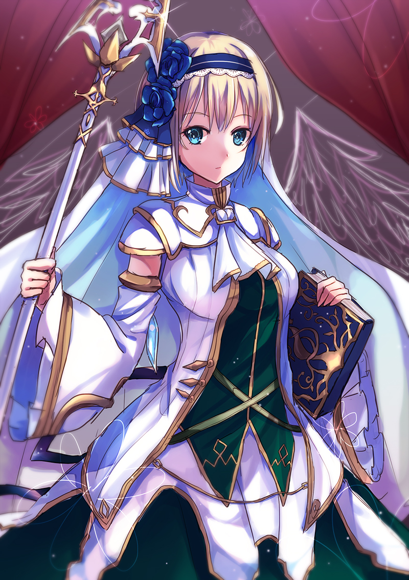 1girl blonde_hair blue_eyes blue_hair grimms_notes jeanne_d'arc_(grimms_notes) looking_at_viewer multicolored_hair riia short_hair solo two-tone_hair