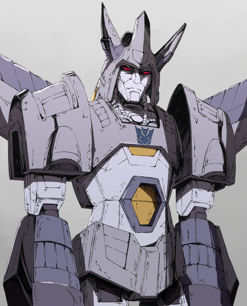 1boy 80s artist_request closed_mouth cyclonus decepticon frown horns insignia looking_at_viewer no_humans oldschool red_eyes simple_background solo standing transformers