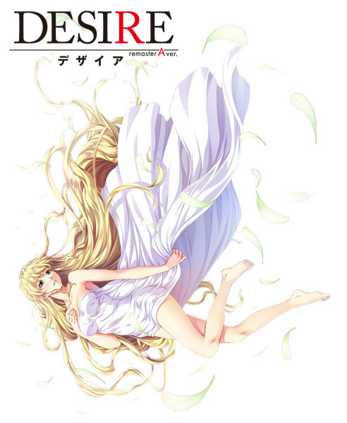 1girl bed_sheet blonde_hair breasts desire_(c's_ware) green_eyes long_hair medium_breasts naked_sheet solo tajima_nao tina_(desire) very_long_hair