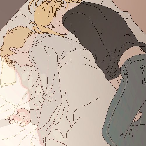 2boys alphonse_elric bed bed_sheet black_shirt blonde_hair brothers closed_eyes edward_elric fullmetal_alchemist long_sleeves lowres male_focus multiple_boys p0ckylo pants pillow ponytail shirt short_hair siblings sleeping sunlight white_shirt