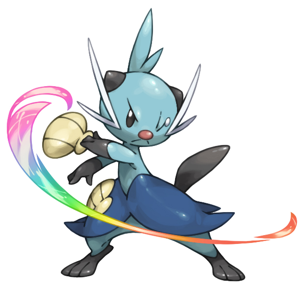 attack black_eyes closed_mouth colorful commentary_request dewott frown full_body legs_apart looking_at_viewer no_humans one_eye_closed pearl7 pokemon pokemon_(creature) rainbow_gradient simple_background solo standing tears white_background