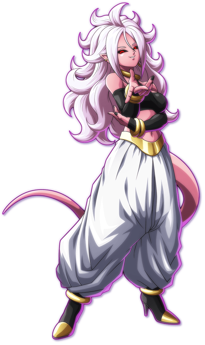 1girl alternate_form android_21 bandai_namco black_nails black_sclera detached_sleeves dragon_ball dragon_ball_fighterz full_body harem_pants high_heels lavender_hair looking_at_viewer majin_android_21 messy_hair monster_girl nail_polish navel official_art pants pink_skin pointing pointing_at_viewer pointy_ears red_eyes smile solo stomach tail transparent_background