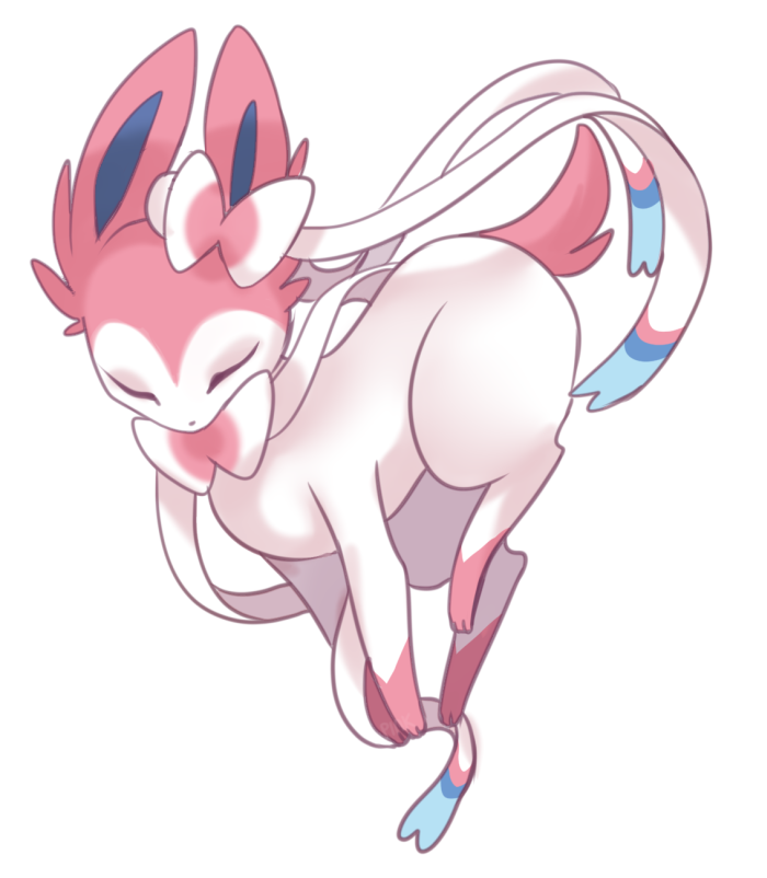 bow closed_eyes facing_viewer heart no_humans pink_(4chan) pokemon pokemon_(creature) solo sylveon white_background