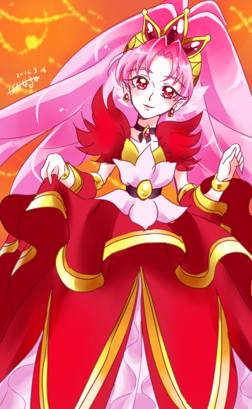 dress long_hair magical_girl pink_hair red_eyes