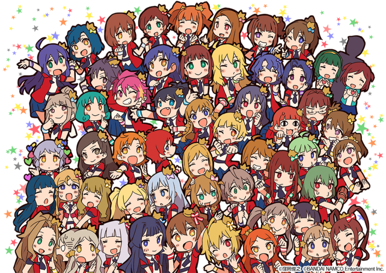 1boy 6+girls akizuki_ritsuko amami_haruka aoba_misaki baba_konomi baseball_glove black_hair black_neckwear blonde_hair blue_eyes blue_hair blue_skirt blush brown_eyes brown_hair chibi closed_eyes copyright crown crown_hair_ornament emily_stewart everyone fukuda_noriko futami_ami futami_mami ganaha_hibiki glasses green_eyes green_hair hagiwara_yukiho hair_ornament hair_ribbon hakozaki_serika heart highlights hoshii_miki ibuki_tsubasa idol_clothes idolmaster idolmaster_million_live! idolmaster_million_live!_theater_days jacket julia_(idolmaster) kasuga_mirai kikuchi_makoto kinoshita_hinata kisaragi_chihaya kitakami_reika kitazawa_shiho kousaka_umi light_blue_hair light_brown_hair looking_at_another looking_at_viewer maihama_ayumu makabe_mizuki matsuda_arisa minase_iori miura_azusa miyao_miya mochizuki_anna mogami_shizuka momose_rio multicolored_hair multiple_girls nagayoshi_subaru nakatani_iku nanao_yuriko necktie nonohara_akane official_art one_eye_closed oogami_tamaki open_mouth orange_eyes orange_hair otonashi_kotori pink_eyes pink_hair purple_hair red_eyes red_jacket redhead ribbon sakuramori_kaori satake_minako shimabara_elena shinomiya_karen shiraishi_tsumugi silver_hair skirt smile star starry_background suou_momoko takagi_junjirou takatsuki_yayoi takayama_sayoko tanaka_kotoha tenkuubashi_tomoka tokoro_megumi tokugawa_matsuri toyokawa_fuuka violet_eyes white_background yabuki_kana yellow_eyes yokoyama_nao |_|