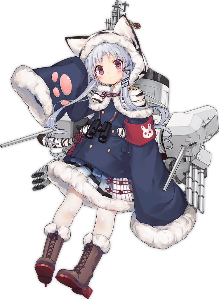 1girl :3 animal_hood animal_print armband artist_request azur_lane binoculars blue_coat blush boots brown_footwear buttons capelet changchun_(azur_lane) closed_mouth coat cross-laced_footwear eyebrows eyebrows_visible_through_hair full_body fur_trim hair_ornament hood hood_up hooded_capelet lace-up_boots lavender_hair legs_apart long_hair long_sleeves machinery number official_art paw_print pink_eyes red_star simple_background sleeves_past_wrists solo star tachi-e tiger_print torpedo torpedo_tubes transparent_background turret