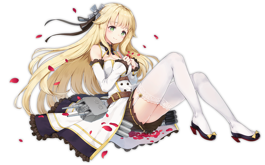 1girl artist_request aurora_(f10)_(azur_lane) azur_lane bangs belt black_footwear black_skirt blonde_hair breasts brown_belt buttons cleavage closed_mouth detached_sleeves full_body green_eyes hair_ornament long_hair long_sleeves medium_breasts miniskirt official_art pleated_skirt shoes simple_background skirt sleeves_past_wrists smile solo tachi-e thigh-highs transparent_background white_legwear