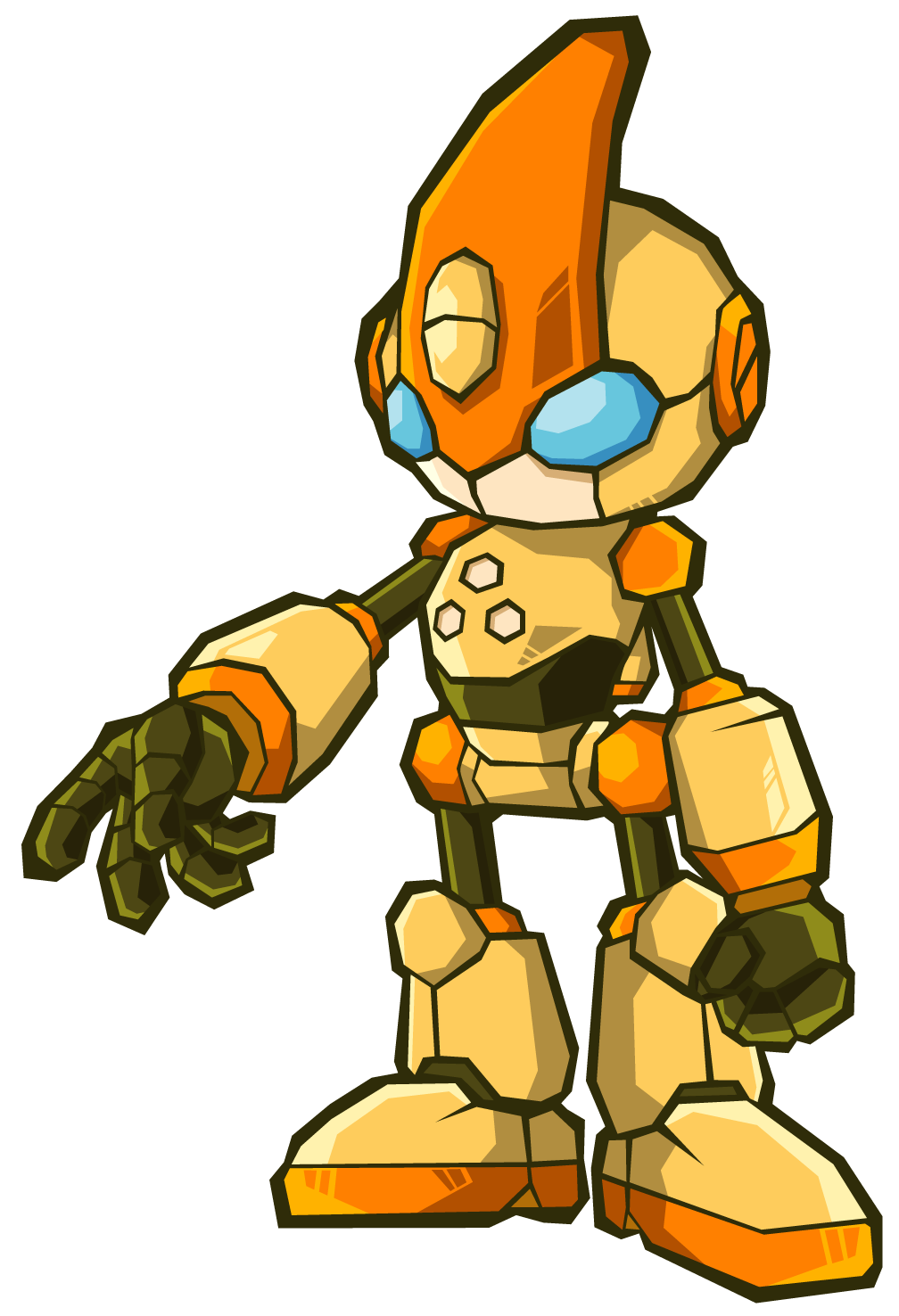 android blue_eyes doll_joints emerl highres official_art outstretched_arm outstretched_hand reaching robot simple_background solo sonic_team sonic_the_hedgehog transparent_background