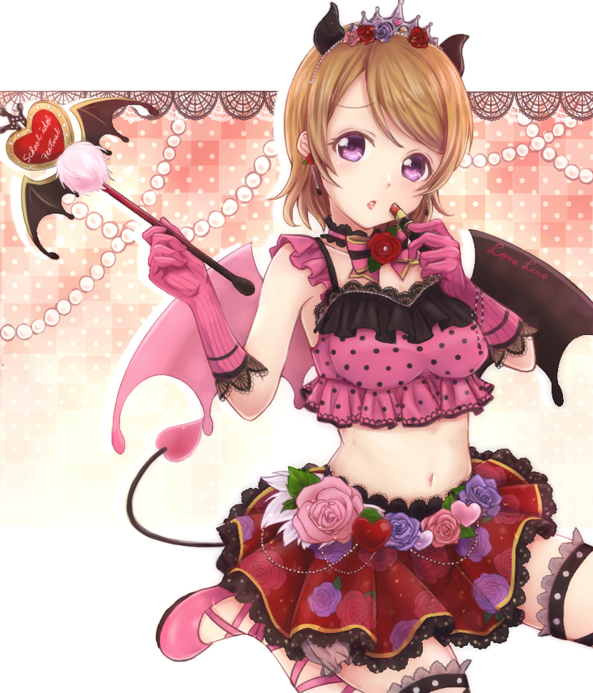 brown_hair devil koizumi_hanayo purple_eyes short_hair