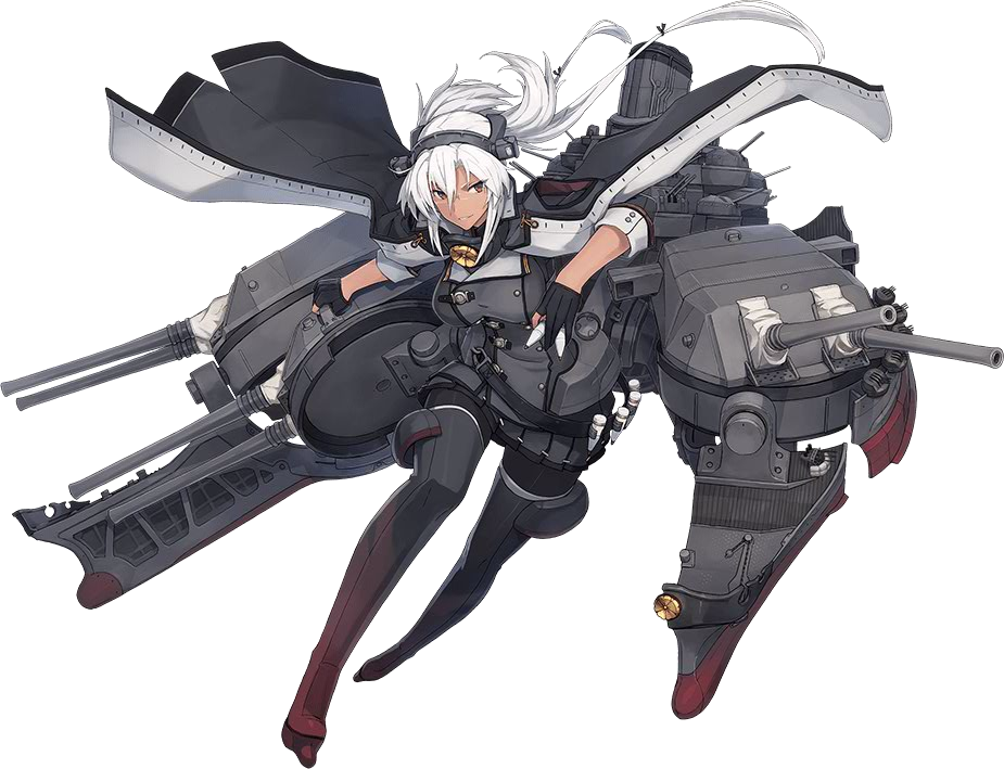 boots coat fingerless_gloves glasses gloves hairband kantai_collection machinery musashi_(kantai_collection) official_art overcoat remodel_(kantai_collection) rimless_eyewear shizuma_yoshinori sleeve_cuffs thigh-highs thigh_boots turret white_hair