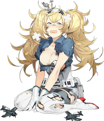 1girl akira_(kadokawa) blonde_hair blue_eyes breasts burnt_clothes gambier_bay_(kantai_collection) gloves kantai_collection large_breasts long_hair lowres official_art open_mouth solo torn_clothes transparent_background white_gloves