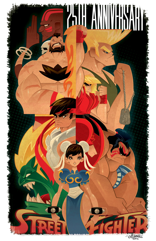 1girl 6+boys angry beard black_background blanka blonde_hair blue_eyes bracelet brown_eyes brown_hair bun_cover chest_hair china_dress chinese_clothes chun-li clenched_hand closed_mouth copyright_name dark_skin dhalsim dog_tags double_bun dougi dress facial_hair fangs fire furrowed_eyebrows green_skin guile hair_slicked_back headband holding jewelry ken_masters kwestone long_hair looking_at_viewer looking_away multiple_boys muscle no_legwear parted_lips polka_dot polka_dot_background raised_fist ryuu_(street_fighter) scar short_sleeves shouryuuken sleeveless spiked_bracelet spikes street_fighter tank_top uppercut very_dark_skin white_border zangief