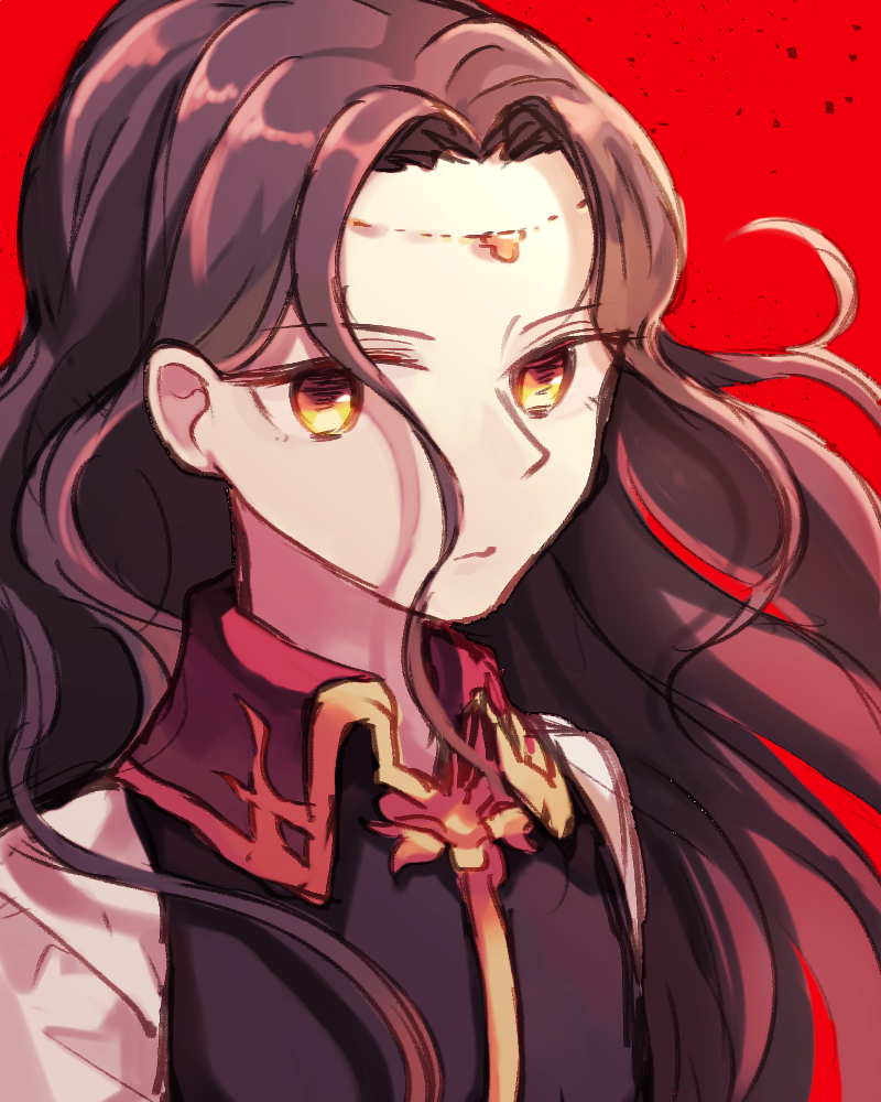 androgynous black_hair brown_hair fire_emblem fire_emblem:_rekka_no_ken jewelry limstella_(fire_emblem) long_hair looking_at_viewer sisuko1016 solo yellow_eyes