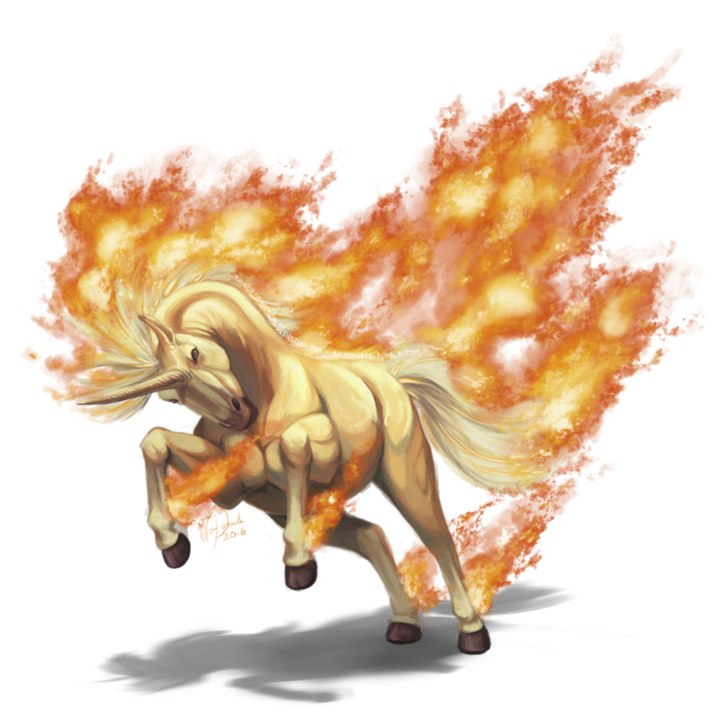 2016 brown_eyes fiery_tail fire flaming_hair looking_at_viewer no_humans pokemon pokemon_(creature) pokemon_(game) pokemon_rgby rapidash shadeofshinon signature solo transparent_background unicorn
