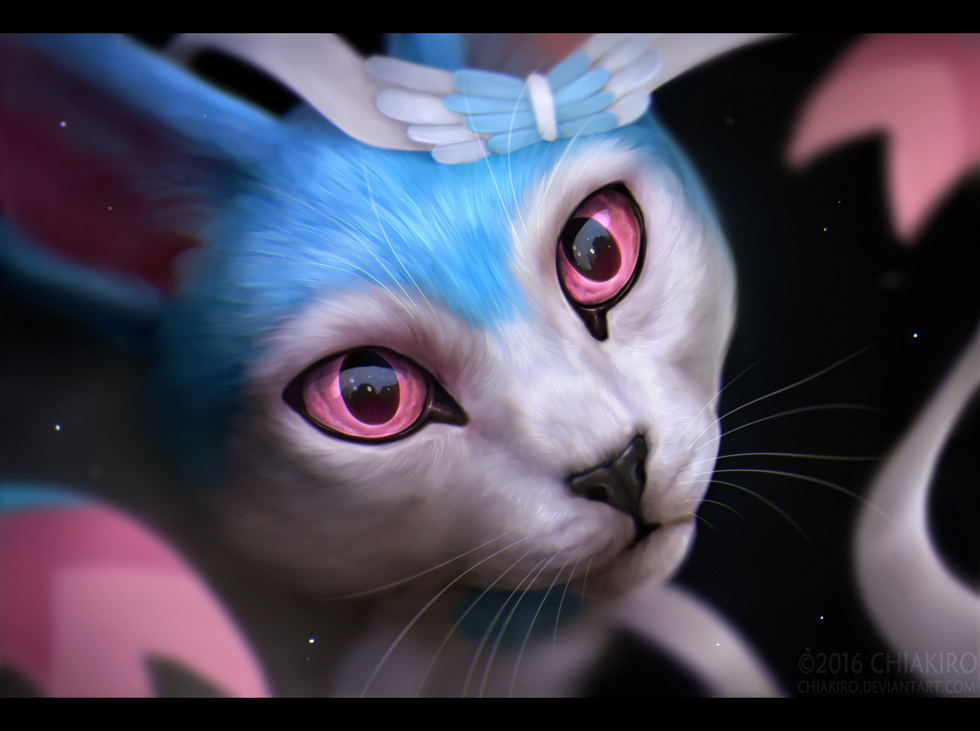 2016 alternate_color chiakiro hair_ribbon letterboxed no_humans pink_eyes realistic ribbon shiny_pokemon signature solo sylveon watermark web_address