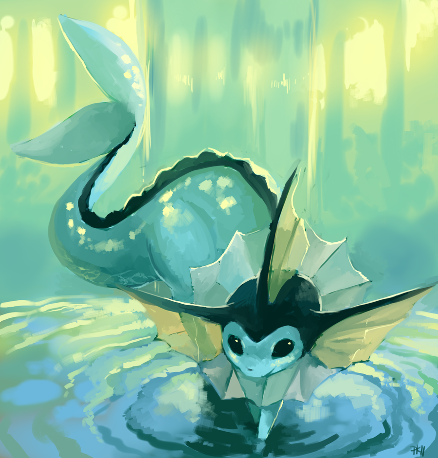 blue blue_skin creature full_body glitchedpuppet no_humans pokemon pokemon_(creature) pokemon_(game) pokemon_rgby solo vaporeon walking water