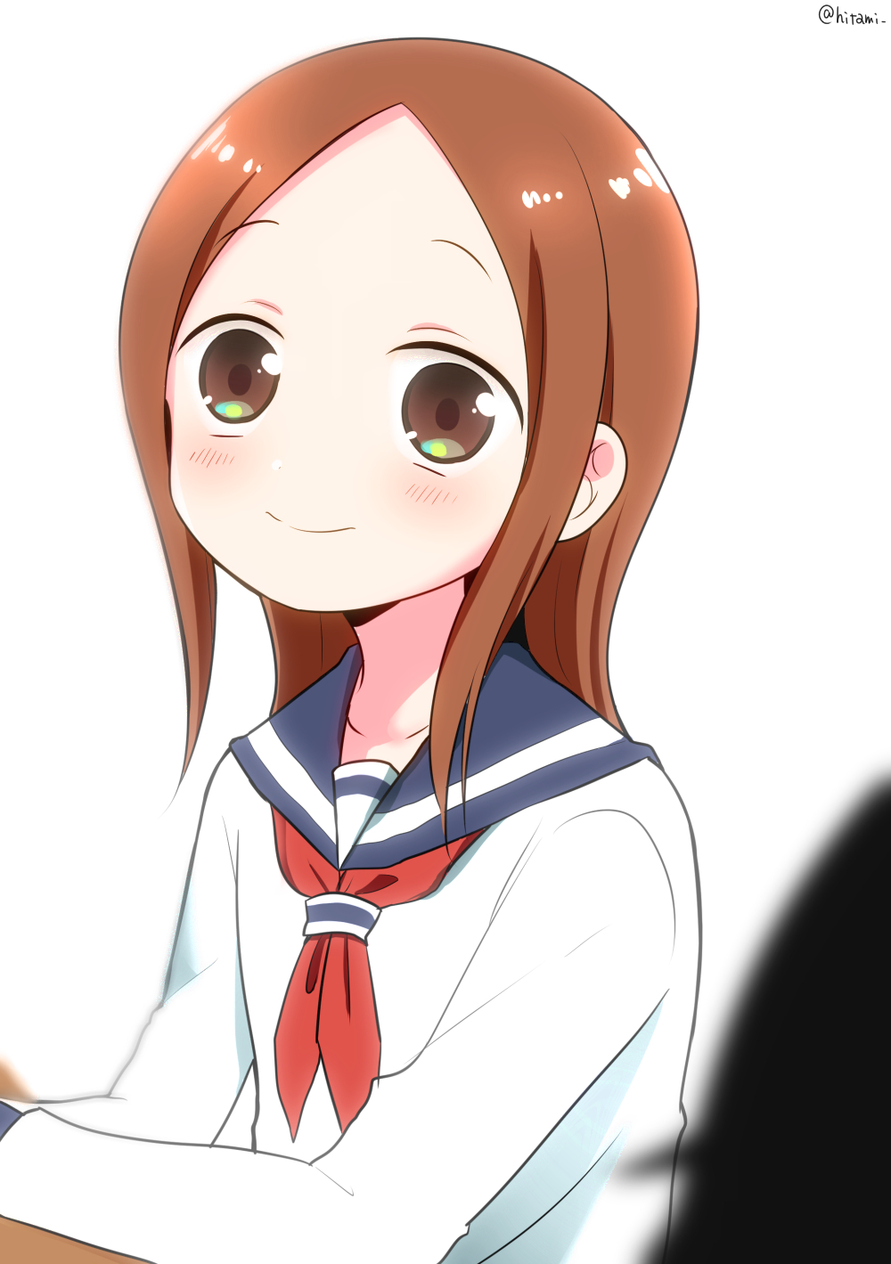 brown_eyes brown_hair long_hair smile takagi-san