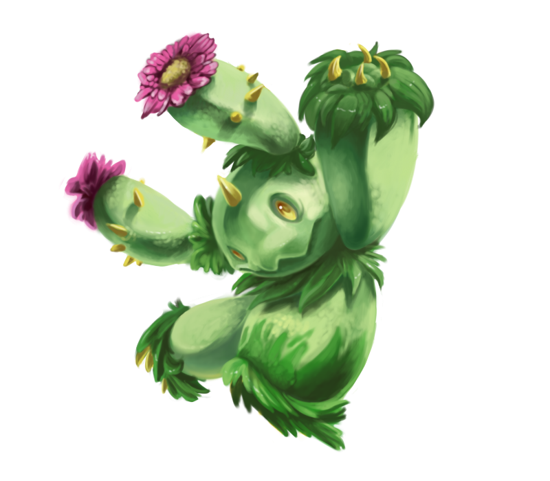 arm_up closed_mouth commentary creature endivinity flower full_body head_tilt looking_at_viewer maractus outstretched_arms pokemon pokemon_(creature) pokemon_(game) pokemon_bw solo spikes transparent_background yellow_eyes