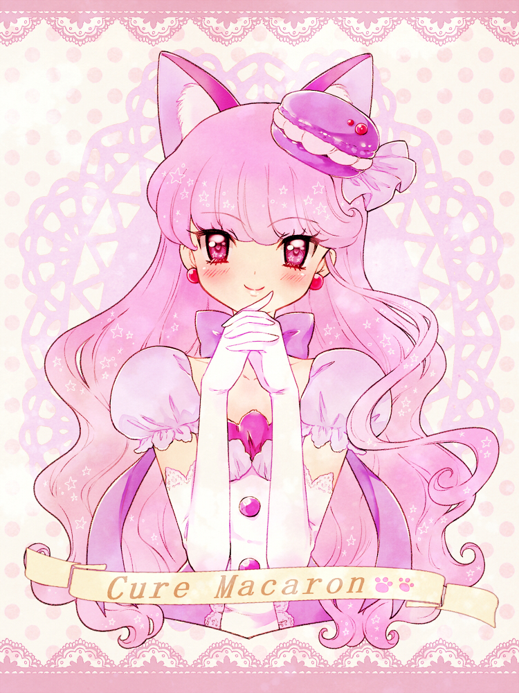 cure_macaron long_hair purple_eyes smile violet_hair