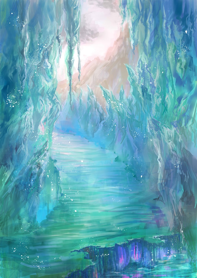 cave clouds ice ice_cave lake landscape mountain no_humans original outdoors scenery wariko water