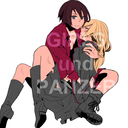2girls alternate_hairstyle ankle_boots asuka_(junerabitts) bangs black_footwear black_jacket black_legwear black_skirt blonde_hair boots closed_eyes closed_mouth copyright_name cross-laced_footwear darjeeling dirty_face dress_shirt full_body girls_und_panzer hair_down holding holding_person jacket jacket_removed knee_boots kuromorimine_military_uniform lace-up_boots light_frown long_hair long_sleeves looking_at_viewer lowres lying military military_uniform miniskirt multiple_girls nishizumi_maho on_back pleated_skirt red_shirt red_skirt shirt short_hair simple_background skirt sleeping socks st._gloriana's_military_uniform uniform white_background yuri