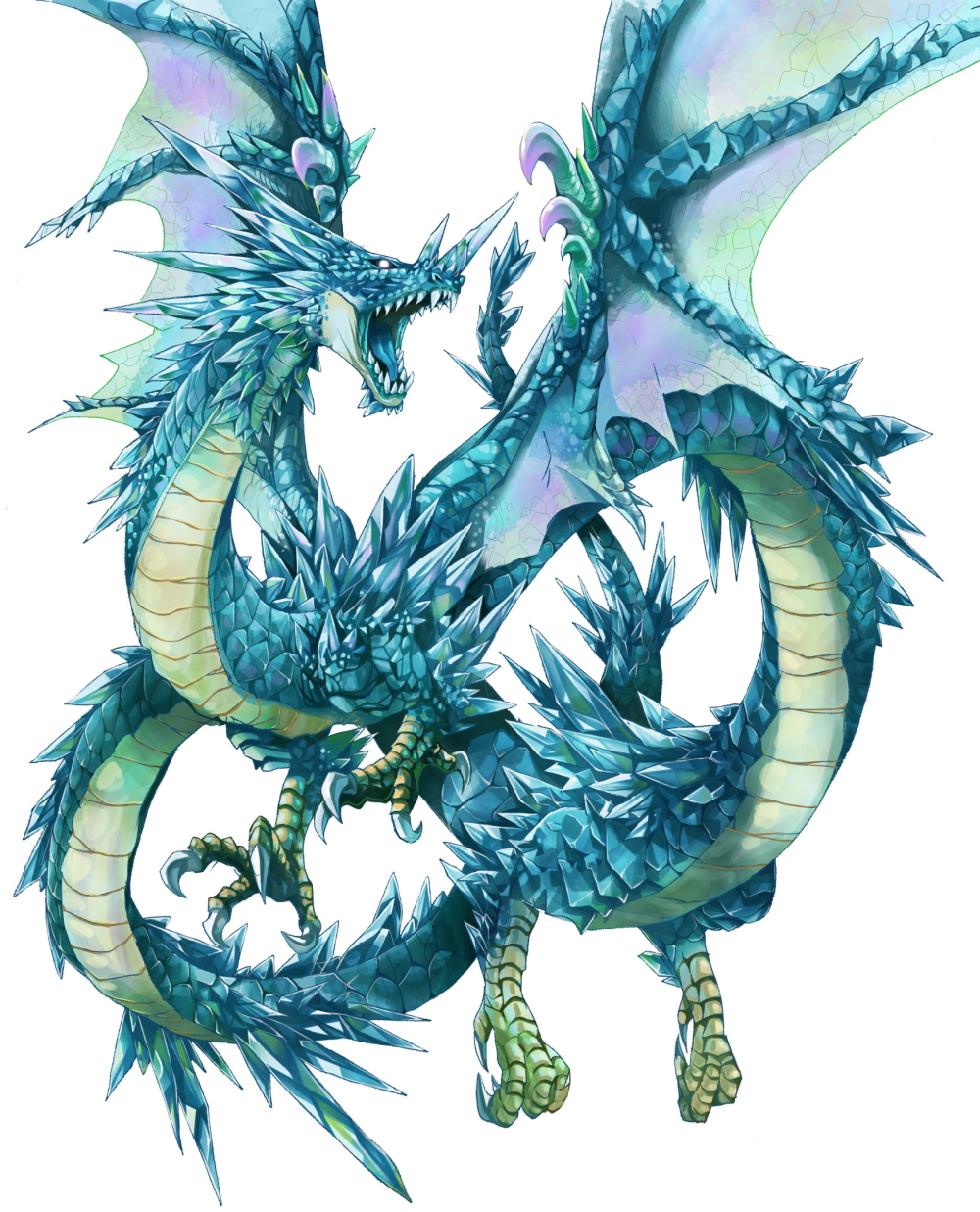 crystal dragon eastern_dragon gigandal_federation highres michii_yuuki pixiv pixiv_fantasia pixiv_fantasia_3 wings