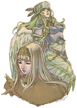 1girl alicia_(valkyrie_profile_2) armor blonde_hair breasts hairband headband long_hair lowres princess silmeria_valkyrie takamizawa_mayu valkyrie_profile valkyrie_profile_2