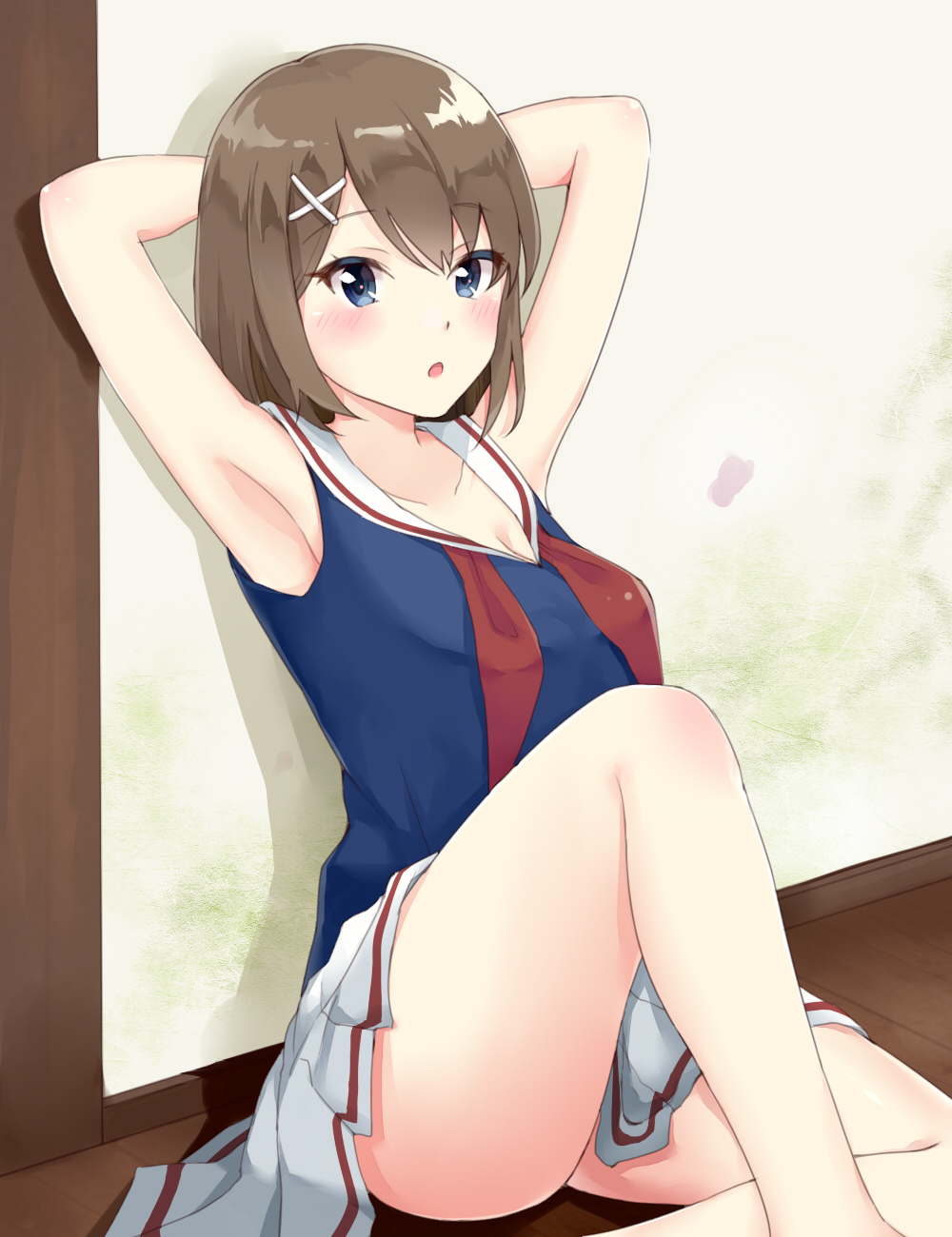 blue_eyes brown_hair dress maya_(kantai_collection) short_hair