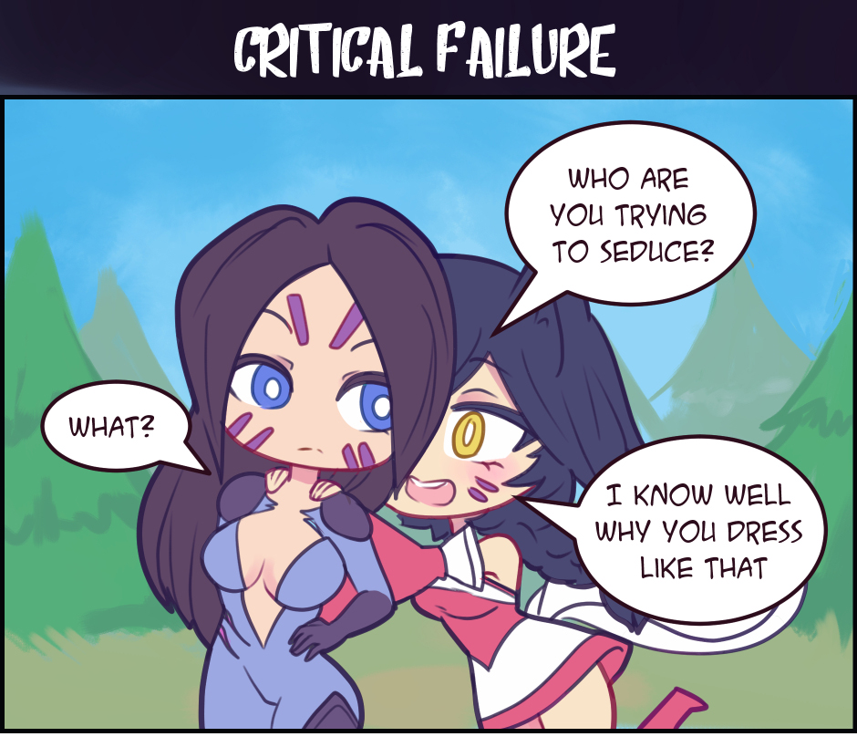 2girls ahri animal_ears black_hair chibi comic dream-vessel english facial_mark fox_ears fox_girl kai'sa league_of_legends multiple_girls purple_hair speech_bubble text whisker_markings