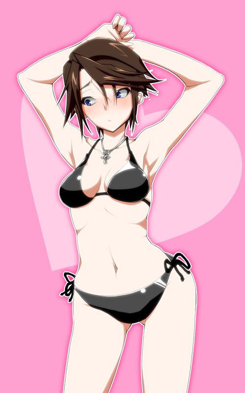 1girl asurin breasts cleavage commentary_request final_fantasy final_fantasy_viii genderswap genderswap_(mtf) short_hair solo squall_leonhart