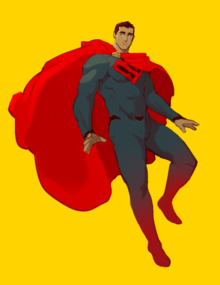 arthur_asa blue_eyes brown_hair cape dc_comics justice_league muscle superhero superman superman_(series) symbol yellow_background