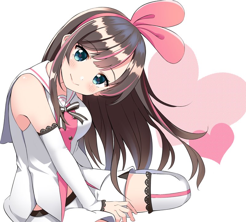 a.i._channel arm_warmers bangs bow brown_hair hair_bow hairband hayama_532 kizuna_ai lace lace-trimmed_sleeves lace-trimmed_thighhighs multicolored_hair pink_bow pink_hair pink_hairband pink_ribbon ribbon sailor_collar shirt shorts sleeveless sleeveless_shirt streaked_hair swept_bangs thigh-highs two-tone_hair virtual_youtuber white_shorts