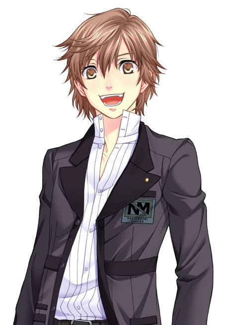 brown_eyes brown_hair kanzato_shin koremi2 koremitsu male persona persona_trinity_soul school_uniform short_hair smile unbuttoned