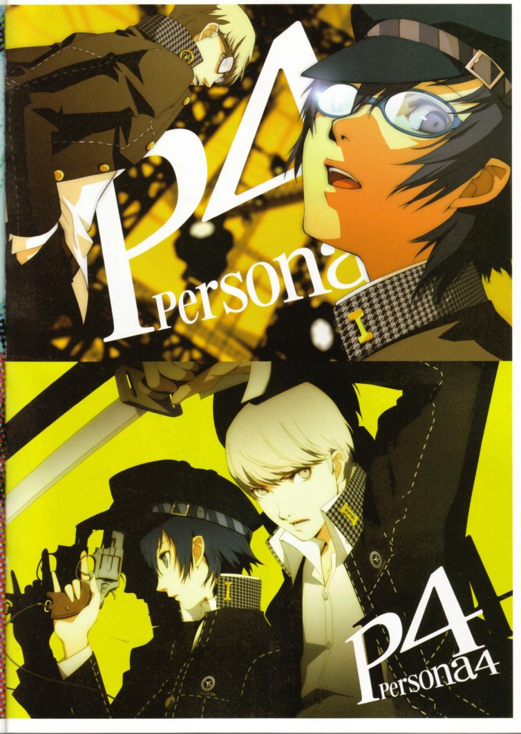 artist_request atlus blue_hair cabbie_hat couple gakuran glasses gun handgun hat houndstooth narukami_yuu official_art persona persona_4 reverse_trap revolver school_uniform seta_souji shigenori_soejima shirogane_naoto silver_hair soejima_shigenori weapon