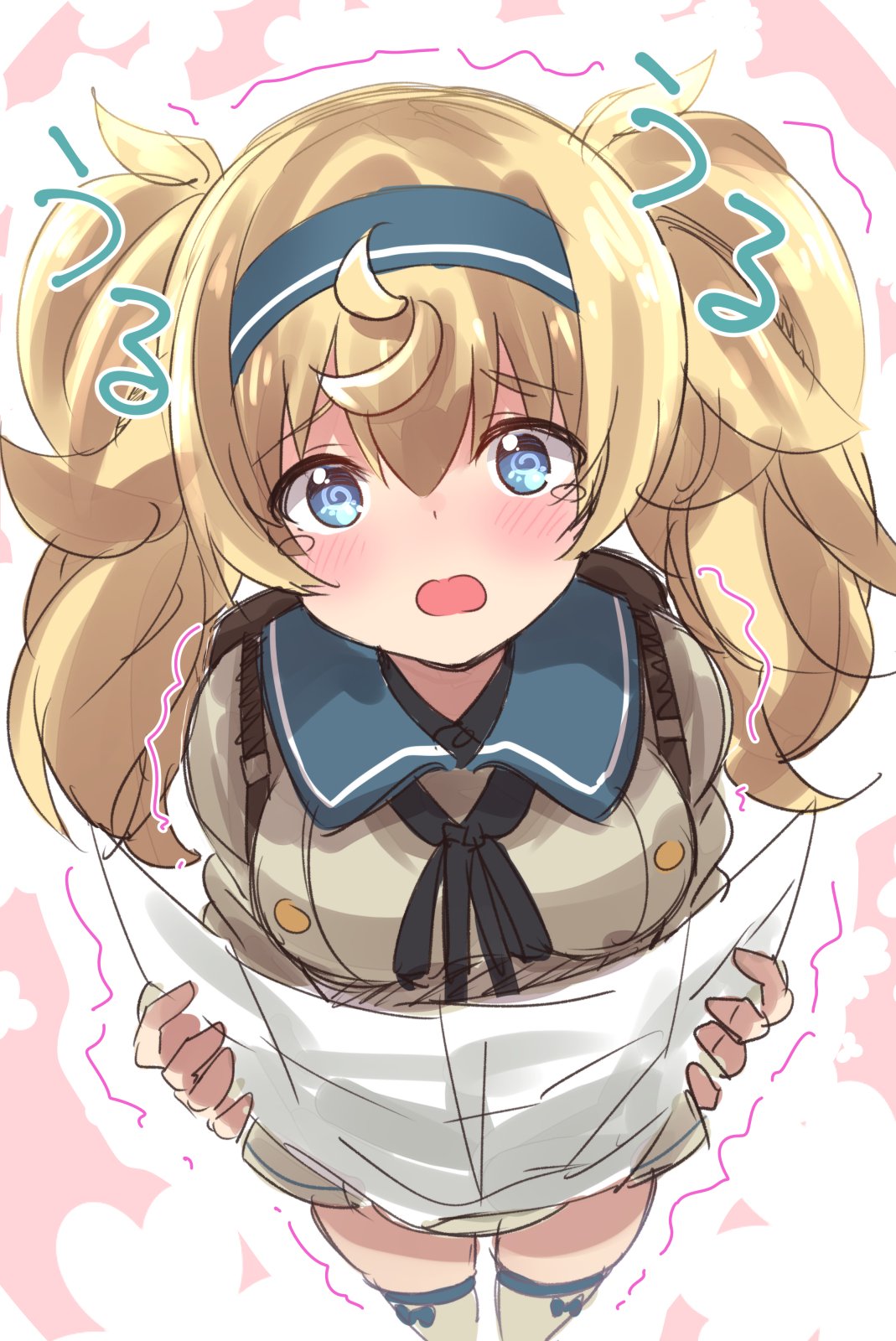 1girl backpack bag blonde_hair blue_eyes gambier_bay_(kantai_collection) hair_between_eyes highres kantai_collection long_hair map open_mouth suzuki_toto tears trembling twintails