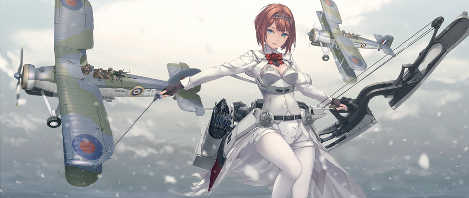 1girl ark_royal_(kantai_collection) arrow bangs belt blue_eyes bow bow_(weapon) bowtie breasts brown_hair cleavage_cutout cowboy_shot hairband jacket kantai_collection leotard light_smile long_sleeves looking_at_viewer machinery medium_breasts pantyhose parted_lips red_neckwear rokuwata_tomoe short_hair solo standing swordfish_(airplane) waist_cape weapon white_jacket white_legwear white_leotard