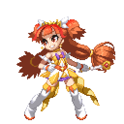 1girl amanogawa_kirara animated animated_gif bare_shoulders blinking boots cure_twinkle dress earrings go!_princess_precure jewelry long_hair lowres magical_girl orange_hair pixel_art precure ribbon smile solo standing tagme takoyaki_neko-san thigh-highs thigh_boots twintails