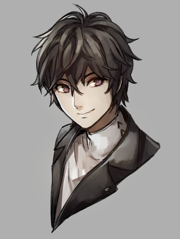 1boy amamiya_ren black_hair kamu_(kamuuei) looking_at_viewer male_focus persona persona_5 short_hair shuujin_academy_uniform smile solo